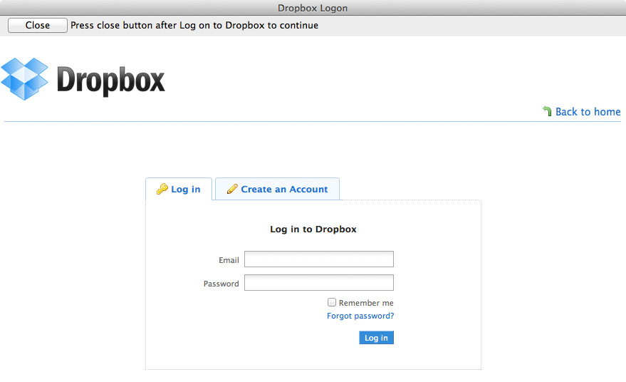 dropbox login